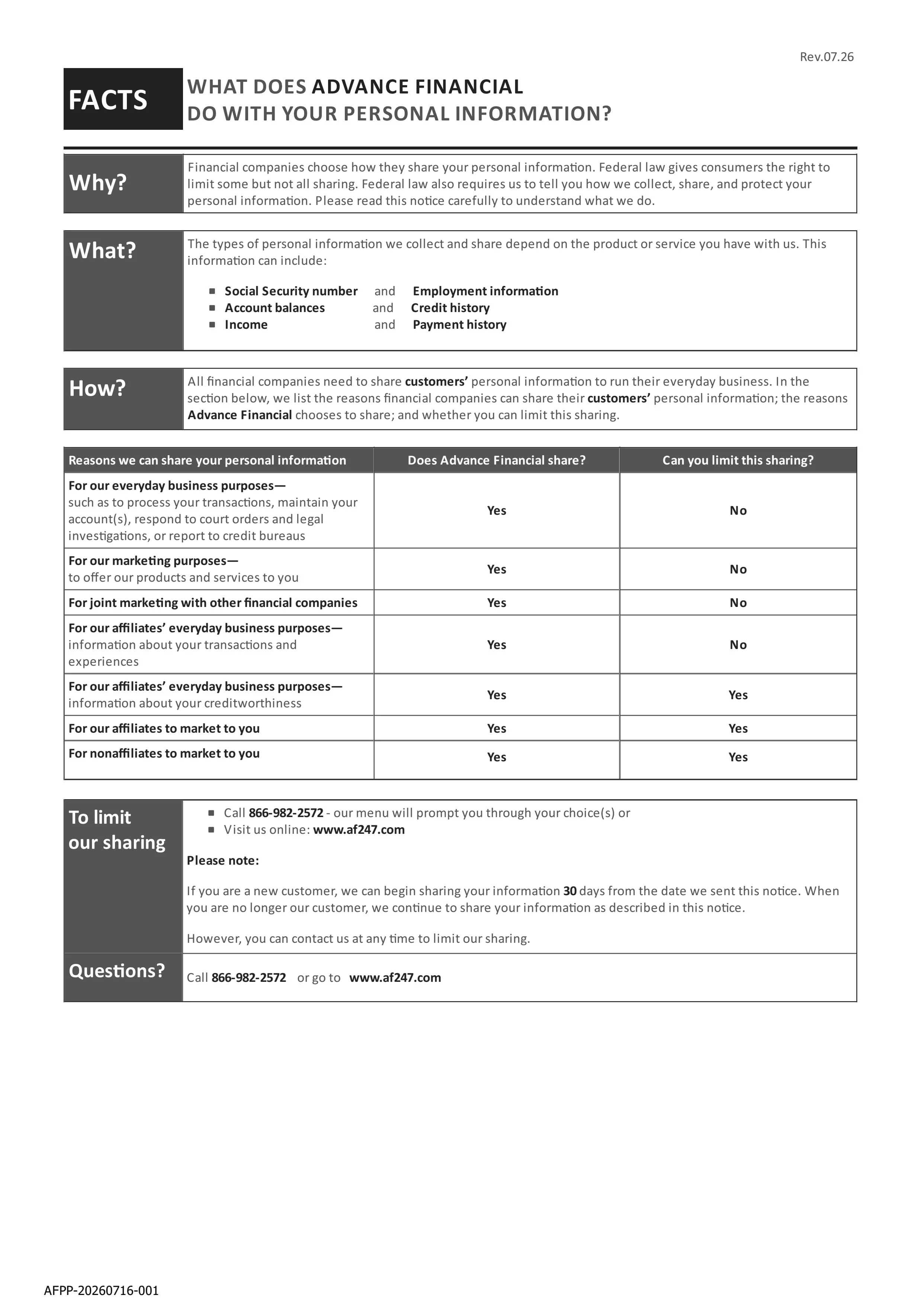 Advance Financial Privacy Policy 1